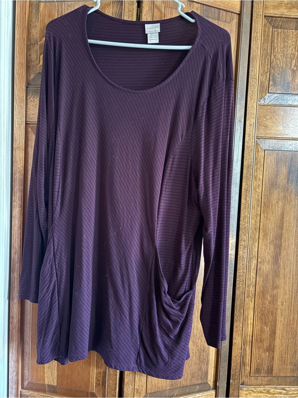 Chico's Long Sleeve Scoop Neck Tunic - Plum